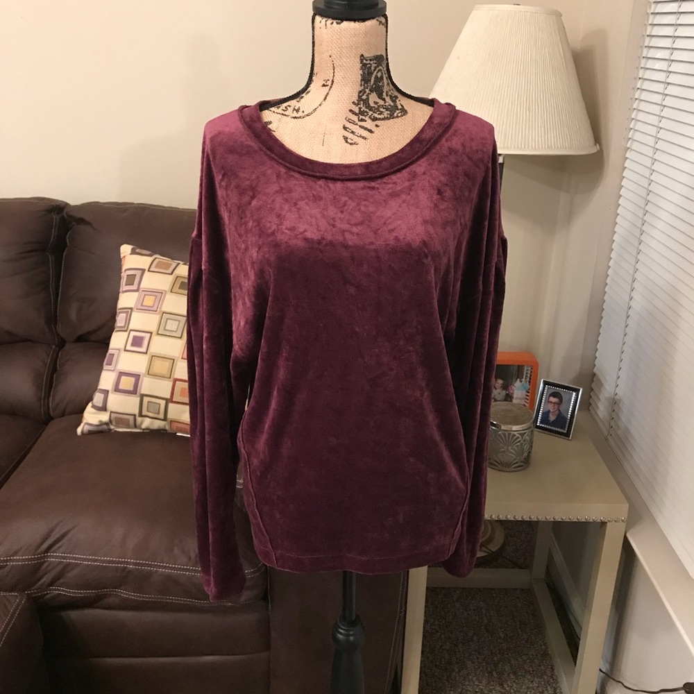 Soft Free People Milan Burgundy Velvet Top!